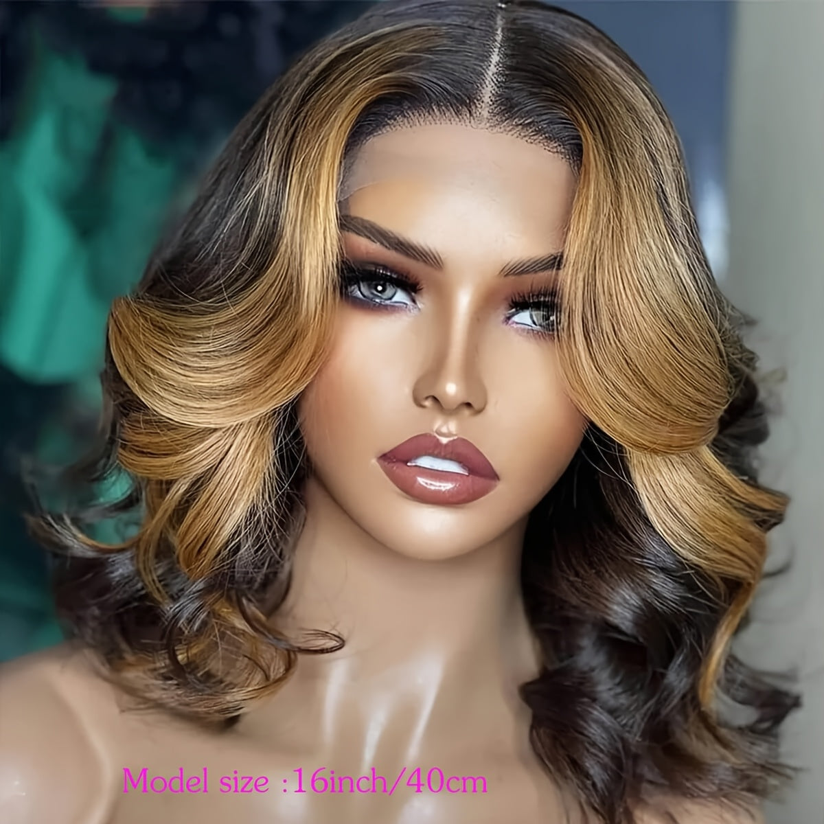 Honey Blonde Ombre Body Wave Lace Front Wig - 13x4 HD Human Hair Bob Wig For Women, Pre-Plucked Brazilian Human Hair With Baby Hair, Highlighted Gradient Color Transition, Loose Waves Hair Wig Perfect For Beginners